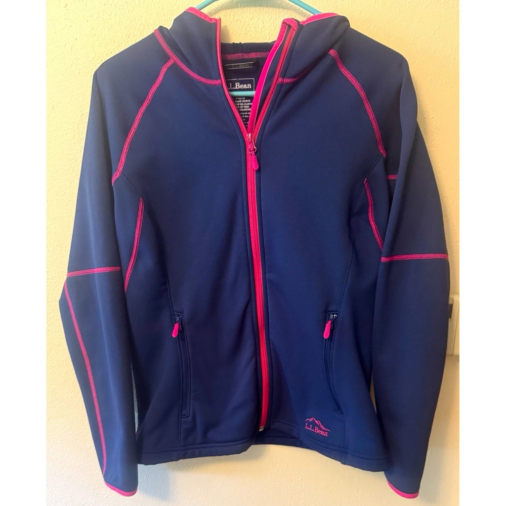 LLBean Women's Navy/Pink Hooded sz S, 293879 Performance Elastane Stretch Jacket